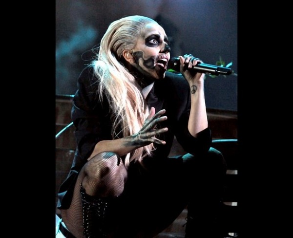 Lady gaga and her painted skull face